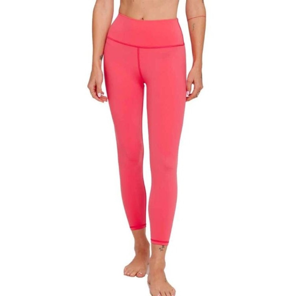 Spiritual Gangster Coral Pink High Waisted Hamsa Logo Leggings Women's Small